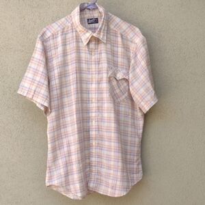 Flawed 80s Levi's Western Pastel Plaid Short Sleeve Shirt XL
